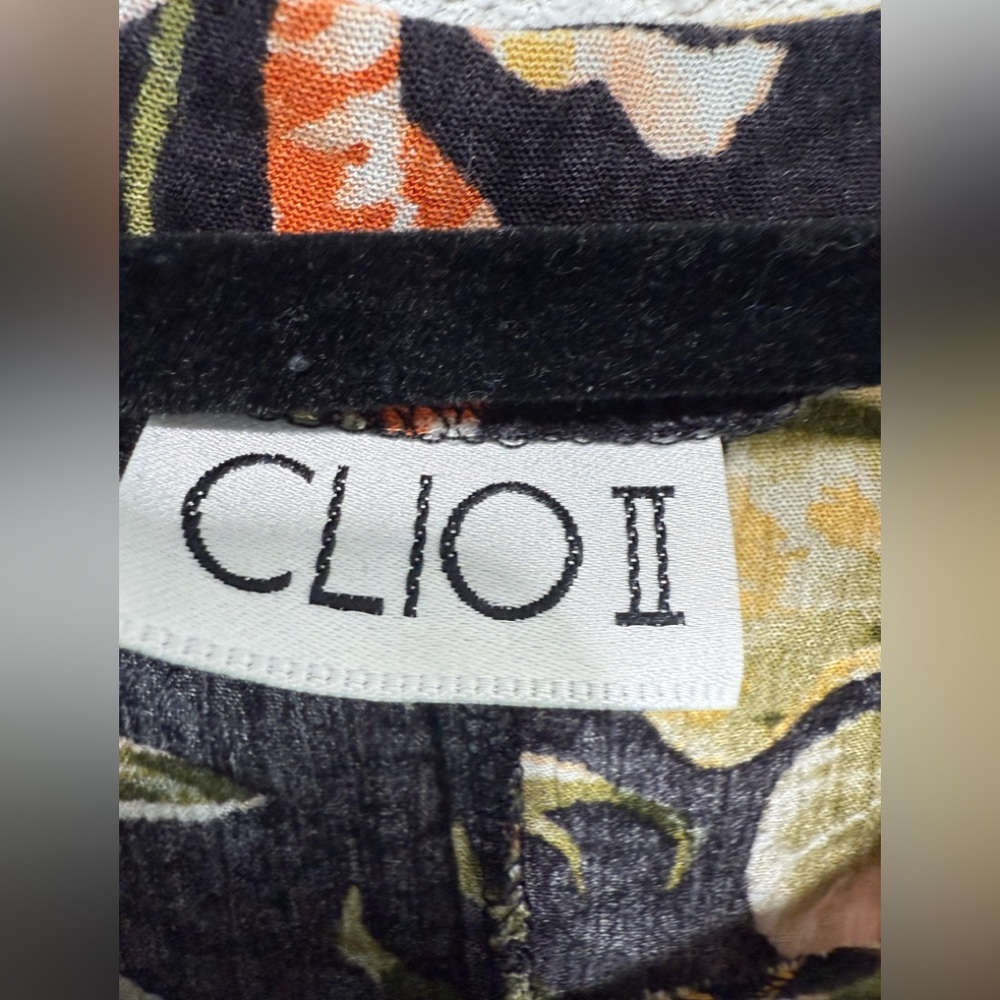 Clio VTG Floral Black,Yellow,Orange,Green Sleeveless Long Dress Sz(XL) - Picture 5 of 6